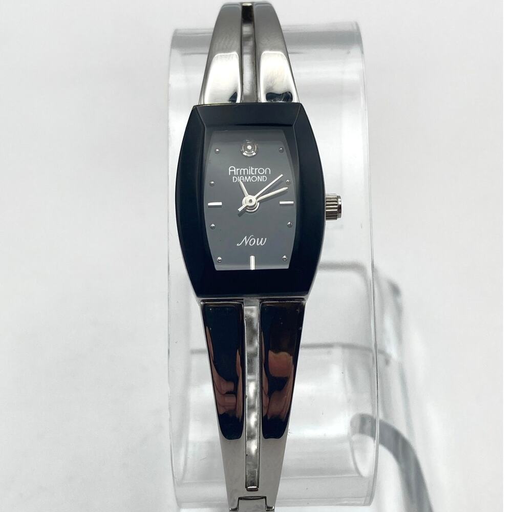 Ladies Armitron Now Diamond Bangle Bracelet Watch 17mm - New Battery Swiss Parts